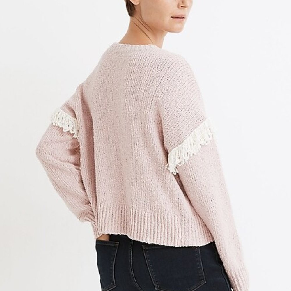 Madewell Montford Fringe Sweater Pink Twee FeminineSoft Girl Fairycore -XS - Picture 9 of 14